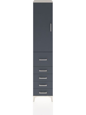 Hyperion Dolap 3 Raflı 5 Çekmeceli Tek Kapaklı 44X44X221 Aytaşı-Antrasit