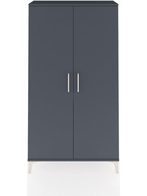 Arges Dolap 2 Raflı Kapaklı Tek Askılı 88X30X163 Antrasit-Antrasit