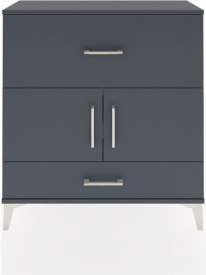 Arges Şifonyer 2 Raflı 2 Çekmeceli 2 Kapaklı 88X30X96 Antrasit-Antrasit