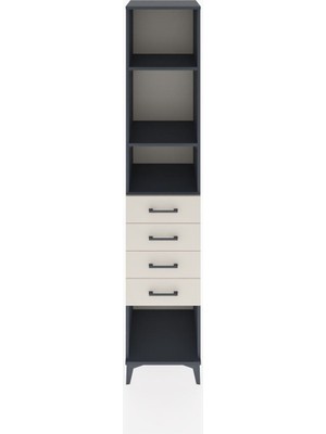 Hyperion Dolap 3 Raflı 4 Çekmeceli 44X44X221 Antrasit-Aytaşı