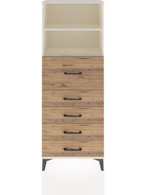 Arges Dolap 2 Raflı 5 Çekmeceli 60X30X163 Aytaşı-Çam