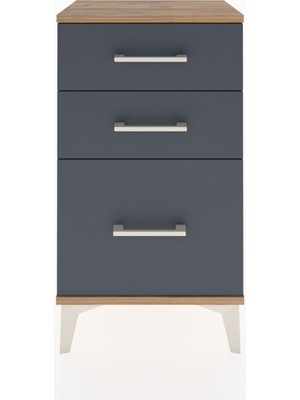 Arges Komodin 3 Çekmeceli 44X30X80 Çam-Antrasit