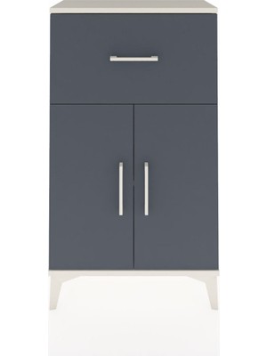 Arges Komodin Tek Raflı Tek Çekmeceli 2 Kapaklı 60X30X106 Aytaşı-Antrasit