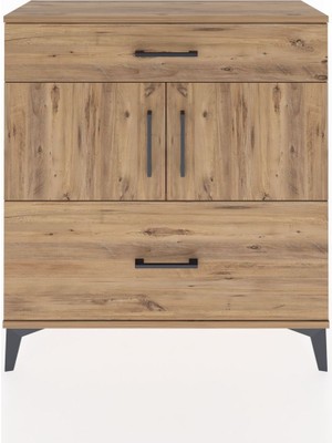 Arges Şifonyer 2 Raflı 2 Çekmeceli 2 Kapaklı 88X30X96 Çam-Çam