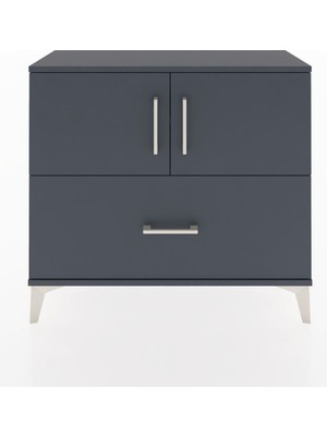 Arges Şifonyer 2 Raflı Tek Çekmeceli 2 Kapaklı 88X30X80 Antrasit-Antrasit