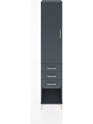 Hyperion Dolap 2 Raflı 3 Çekmeceli Tek Kapaklı 44X44X221 Antrasit-Antrasit