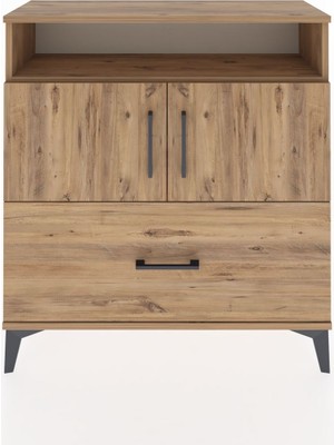 Arges Şifonyer 3 Raflı Tek Çekmeceli 2 Kapaklı 88X30X96 Çam-Çam