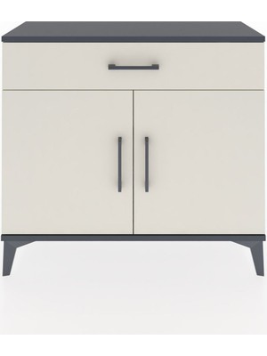 Arges Şifonyer Tek Raflı Tek Çekmeceli 2 Kapaklı 88X30X80 Antrasit-Aytaşı