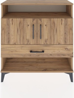 Arges Şifonyer 3 Raflı Tek Çekmeceli 2 Kapaklı 88X30X96 Çam-Çam