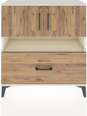 Arges Şifonyer 3 Raflı Tek Çekmeceli 2 Kapaklı 88X30X96 Aytaşı-Çam