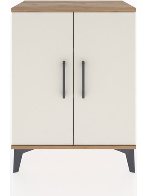 Arges Komodin 2 Raflı 2 Kapaklı 60X30X80 Çam-Aytaşı