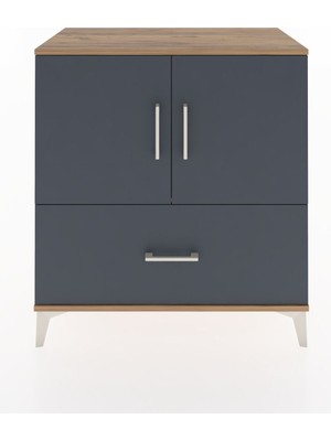 Hyperion Şifonyer Tek Raflı Tek Çekmeceli 2 Kapaklı 88X44X96 Çam-Antrasit