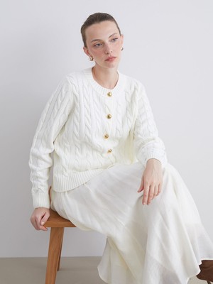 Lc Waikiki Yeni Sezon Bisiklet Yaka Kendinden Desenli Kadın Triko Hırka