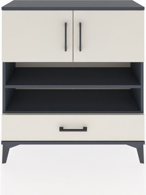 Arges Şifonyer 4 Raflı Tek Çekmeceli 2 Kapaklı 88X30X96 Antrasit-Aytaşı