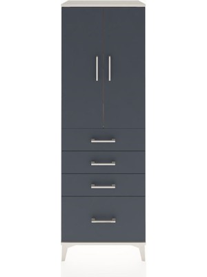 Hyperion Dolap 2 Raflı 4 Çekmeceli 2 Kapaklı 60X44X182 Aytaşı-Antrasit