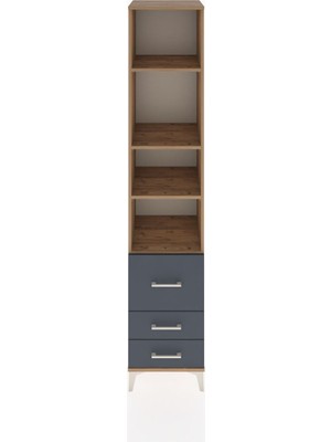 Hyperion Dolap 4 Raflı 3 Çekmeceli 44X44X221 Çam-Antrasit