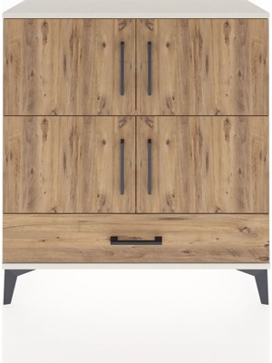 Arges Şifonyer 4 Raflı Tek Çekmeceli 4 Kapaklı 88X30X96 Aytaşı-Çam