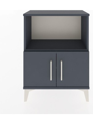 Arges Komodin 2 Raflı 2 Kapaklı 60X30X80 Antrasit-Antrasit