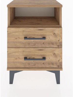 Arges Komodin Tek Raflı 2 Çekmeceli 44X30X64 Çam-Çam