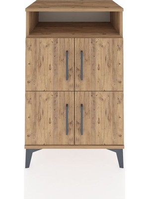 Hyperion Komodin 2 Raflı 4 Kapaklı 60X44X96 Çam-Çam