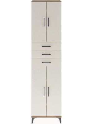 Arges Dolap 5 Raflı 3 Çekmeceli 4 Kapaklı 60X30X243 Çam-Aytaşı