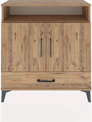 Arges Şifonyer 3 Raflı Tek Çekmeceli 2 Kapaklı 88X30X96 Çam-Çam