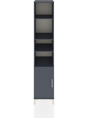 Hyperion Dolap 5 Raflı Tek Kapaklı 44X44X221 Antrasit-Antrasit