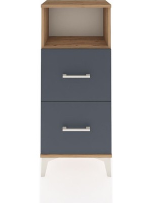 Arges Komodin Tek Raflı 2 Çekmeceli 44X30X106 Çam-Antrasit