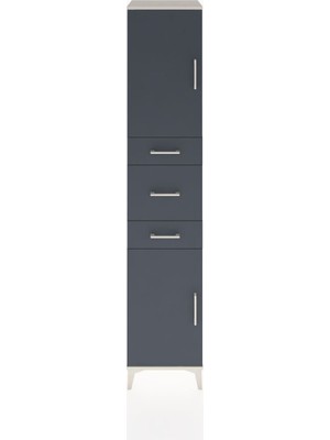 Hyperion Dolap 3 Raflı 3 Çekmeceli 2 Kapaklı 44X44X221 Aytaşı-Antrasit