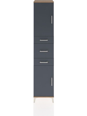 Hyperion Dolap 3 Raflı 3 Çekmeceli 2 Kapaklı 44X44X221 Çam-Antrasit