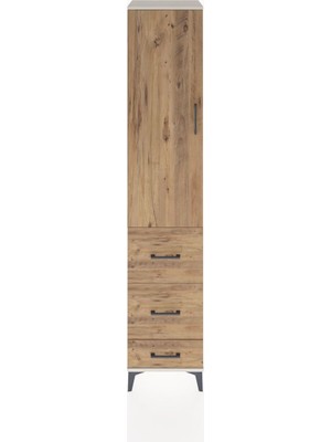 Hyperion Dolap 3 Raflı 3 Çekmeceli Tek Kapaklı 44X44X221 Aytaşı-Çam