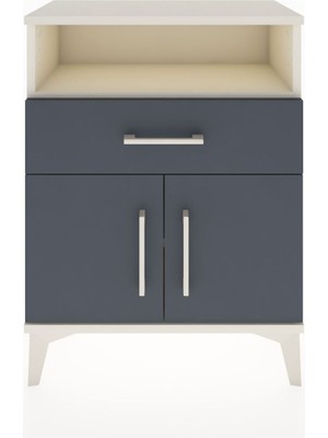 Arges Komodin 2 Raflı Tek Çekmeceli 2 Kapaklı 60X30X80 Aytaşı-Antrasit
