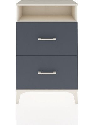 Arges Komodin Tek Raflı 2 Çekmeceli 60X30X96 Aytaşı-Antrasit