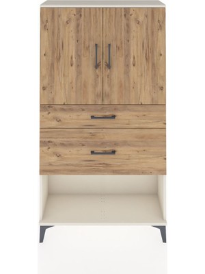 Arges Dolap 3 Raflı 2 Çekmeceli 2 Kapaklı 88X30X163 Aytaşı-Çam