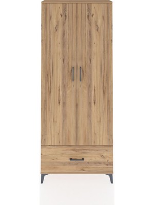 Arges Dolap 5 Raflı Tek Çekmeceli 2 Kapaklı 88X30X221 Çam-Çam