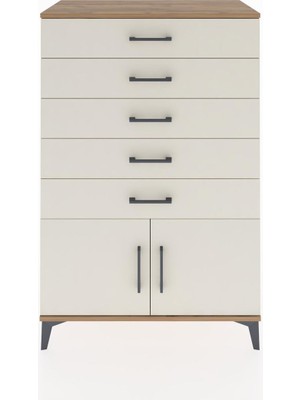 Hyperion Dolap 5 Çekmeceli 2 Kapaklı 88X44X134 Çam-Aytaşı