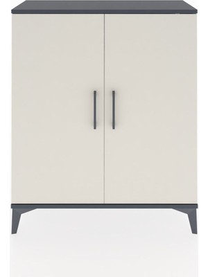 Arges Şifonyer 2 Raflı 2 Kapaklı 88X30X106 Antrasit-Aytaşı