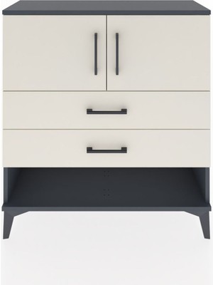 Arges Şifonyer 2 Raflı 2 Çekmeceli 2 Kapaklı 88X30X96 Antrasit-Aytaşı
