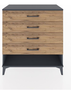 Hyperion Şifonyer 4 Çekmeceli 88X44X96 Antrasit-Çam