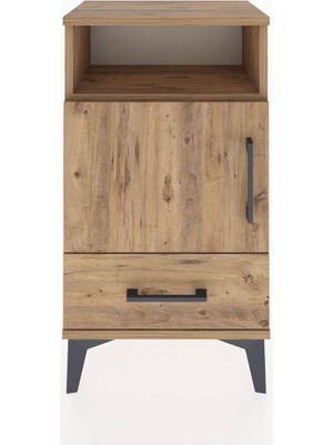 Arges Komodin 3 Raflı Tek Kapaklı 44X30X80 Çam-Çam