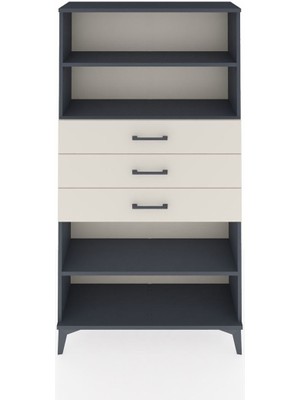 Arges Dolap 3 Raflı 3 Çekmeceli 88X30X163 Antrasit-Aytaşı