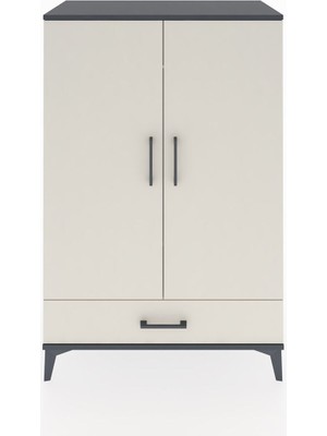 Hyperion Dolap Tek Raflı Tek Çekmeceli Tek Askılı 88X44X134 Antrasit-Aytaşı