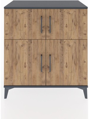 Hyperion Şifonyer 3 Raflı 4 Kapaklı 88X44X96 Antrasit-Çam