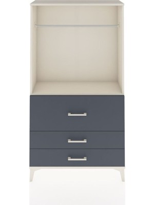 Arges Dolap Tek Raflı 3 Çekmeceli Tek Askılı 88X30X163 Aytaşı-Antrasit