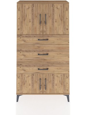 Arges Dolap 2 Raflı 3 Çekmeceli 4 Kapaklı 88X30X163 Çam-Çam