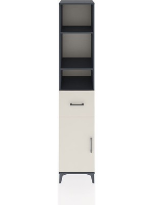 Hyperion Dolap 4 Raflı Tek Çekmeceli Tek Kapaklı 44X44X221 Antrasit-Aytaşı