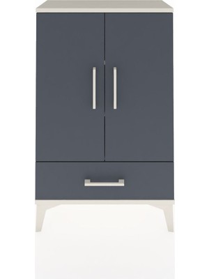 Arges Komodin 2 Raflı Tek Çekmeceli 2 Kapaklı 60X30X96 Aytaşı-Antrasit