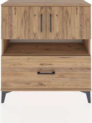 Arges Şifonyer 3 Raflı Tek Çekmeceli 2 Kapaklı 88X30X96 Çam-Çam