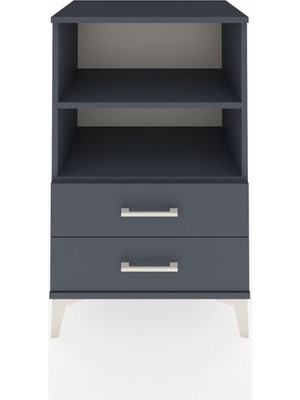 Hyperion Komodin 2 Raflı 2 Çekmeceli 60X44X96 Antrasit-Antrasit