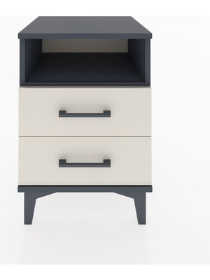 Hyperion Komodin Tek Raflı 2 Çekmeceli 44X44X64 Antrasit-Aytaşı